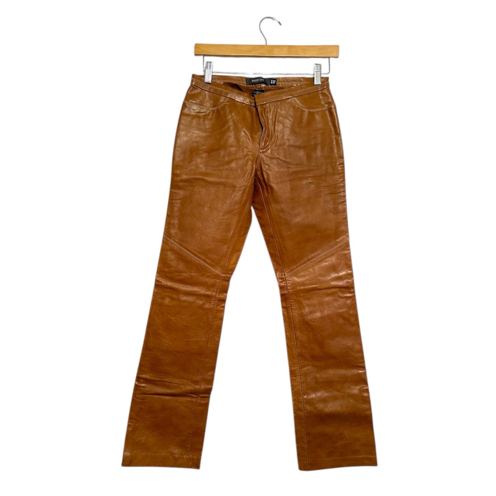 Gap Vintage Boot Cut Leather Pants 90s Real Leather Womens Size 4 Western